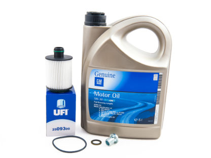 Zestaw do wymiany oleju silnikowego w Opel Insignia 2.0 CDTI - filtr olej GM 5w30 oraz korek spustu oleju