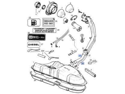 Węże zbiornika paliwa - rura wlewu oraz przewód odpowietrzający bak Opel Vectra B - 806092 / 90499641 / 806642 / 90499642