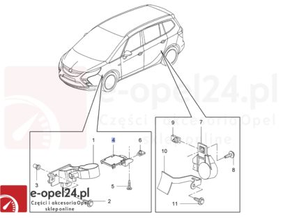 Rysunek - Oryginalna płytka czujnik poziomowania ksenonów Opel Astra J / Zafira C / Cascada - 11235032 / 13287929