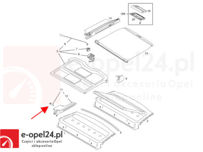 Rysunek pomocniczy - Oryginalny kołek montażowy półki bagażnika Opel Astra H / Vectra C - 2346846 / 24466022