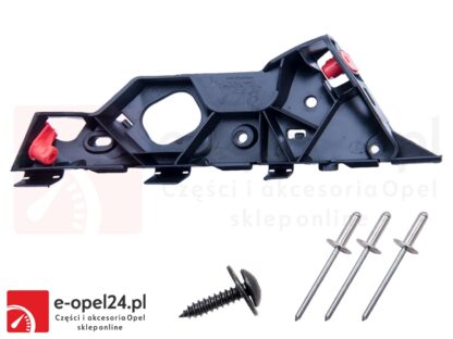 Zestaw ślizgu zderzaka przedniego wraz z nitami i wkrętem - lewy - Opel Corsa D - 1406207 / 13179960