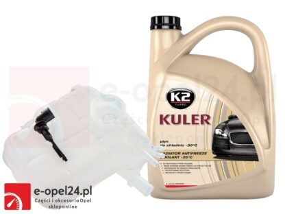 Zbiornik wyrównawczy płynu chłodniczego z czujnikiem poziomu i 5l płynu K2 Kuler – Opel Astra J – 1.3 / 1.4 / 1.6 / 1.7 / 2.0 - 13 04 019