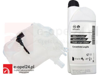 Zbiornik wyrównawczy płynu chłodniczego z czujnikiem poziomu wraz z 1l koncentratu płynu chłodniczego GM Opel Astra J -1.3 / 1.4 / 1.6 / 1.7 / 2.0 - 13 04 019 / 19 40 663